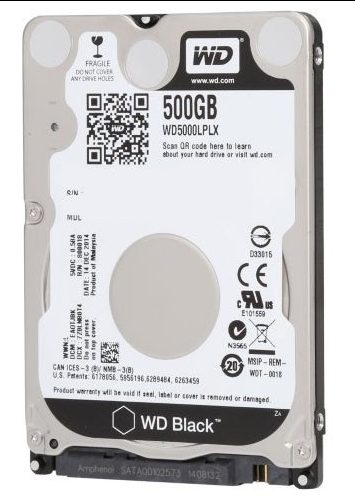 HDD WD 500GB 2.5" Sata 3 7200 (WD5000LPLX) (Đen)
