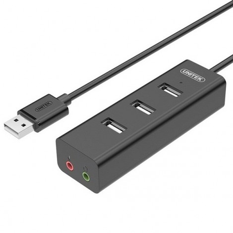 Hub USB 2.0 3 Ports 2.0 + Audio Unitek (Y- 2199BK)